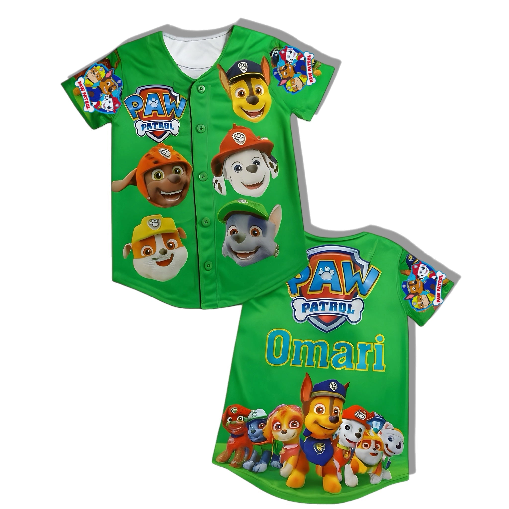 Kids bobble Paw Patrol green Baseball jersey