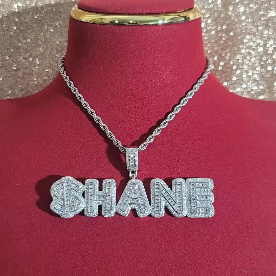 Iced Out Name Necklace – Custom Letters with Tennis Chain