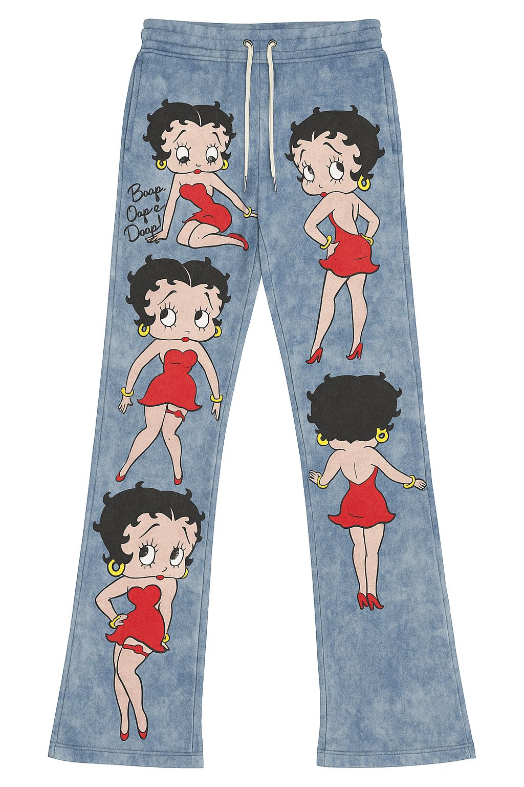 Kids Cartoon Print Flare Pants β Blue Wash Betty Graphic