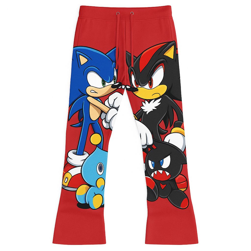 Kids Sonic Flare Pants β Red Cartoon Showdown Design