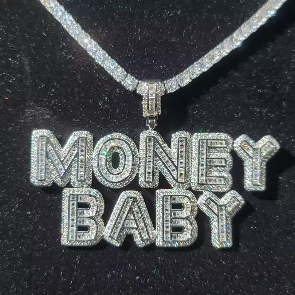 Iced Out Name Necklace – Custom Letters with Tennis Chain