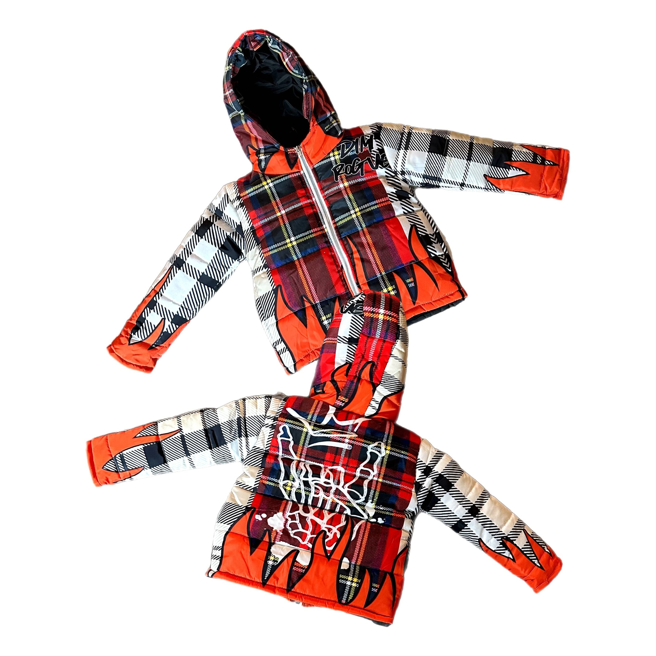 Kids fire plaid Puffer