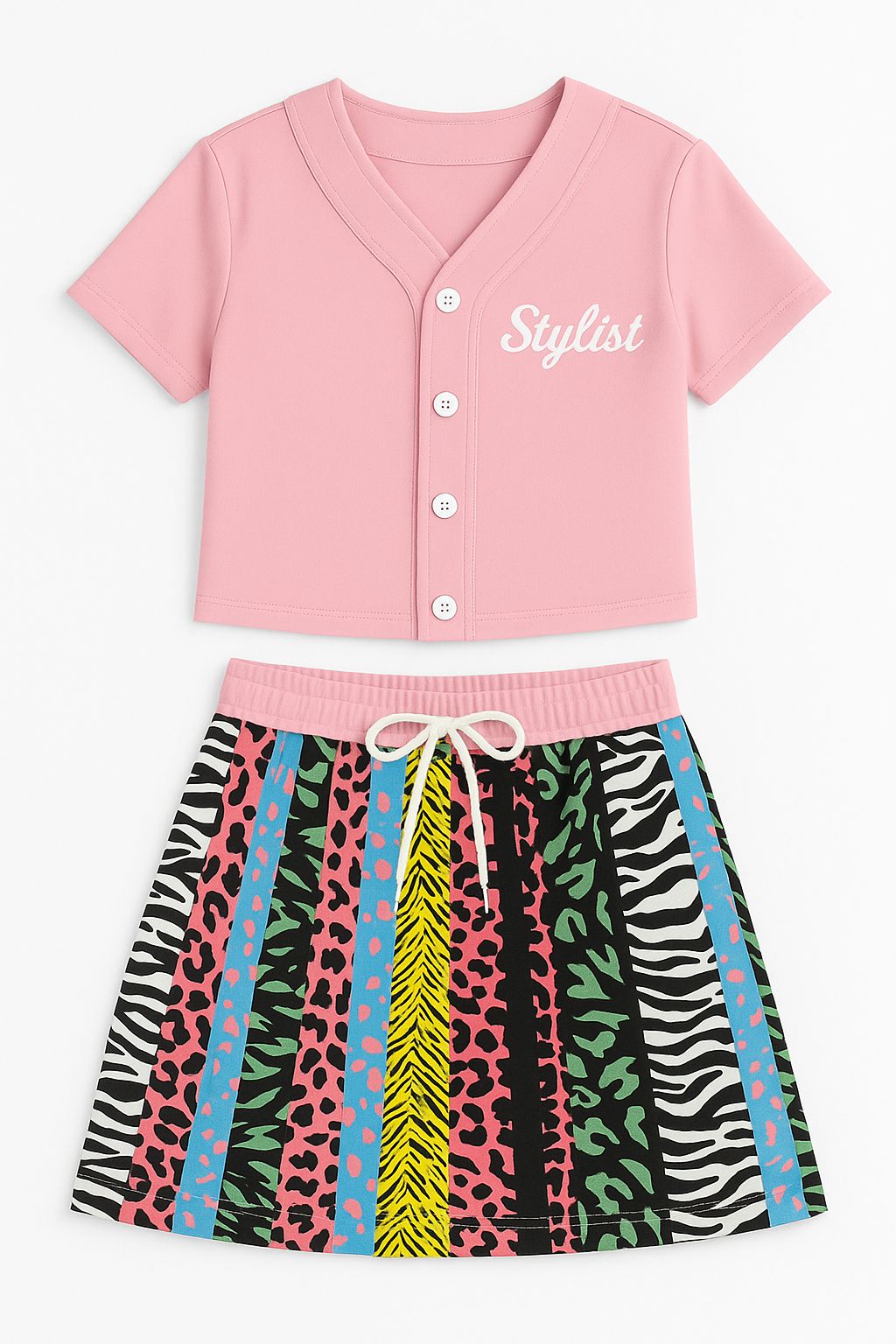 Kids Stylist Animal Print Skirt Set