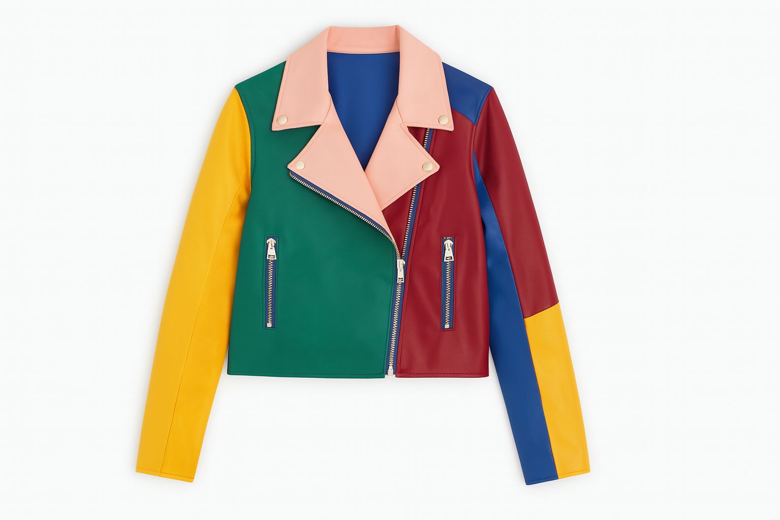 Kids Bold Colorblock Biker Jacket