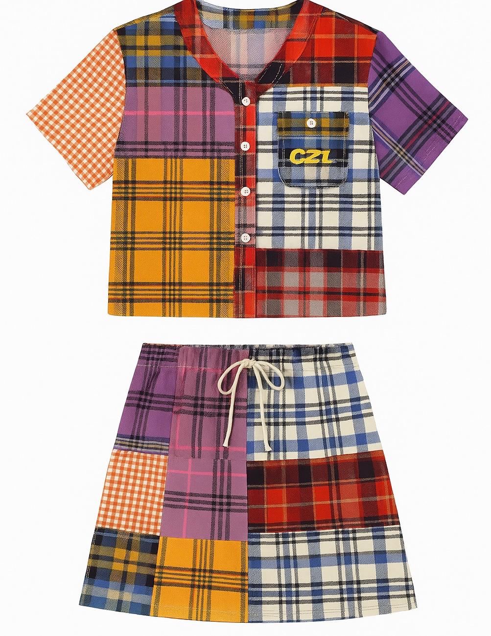 Kids Plaid Patchwork Set
