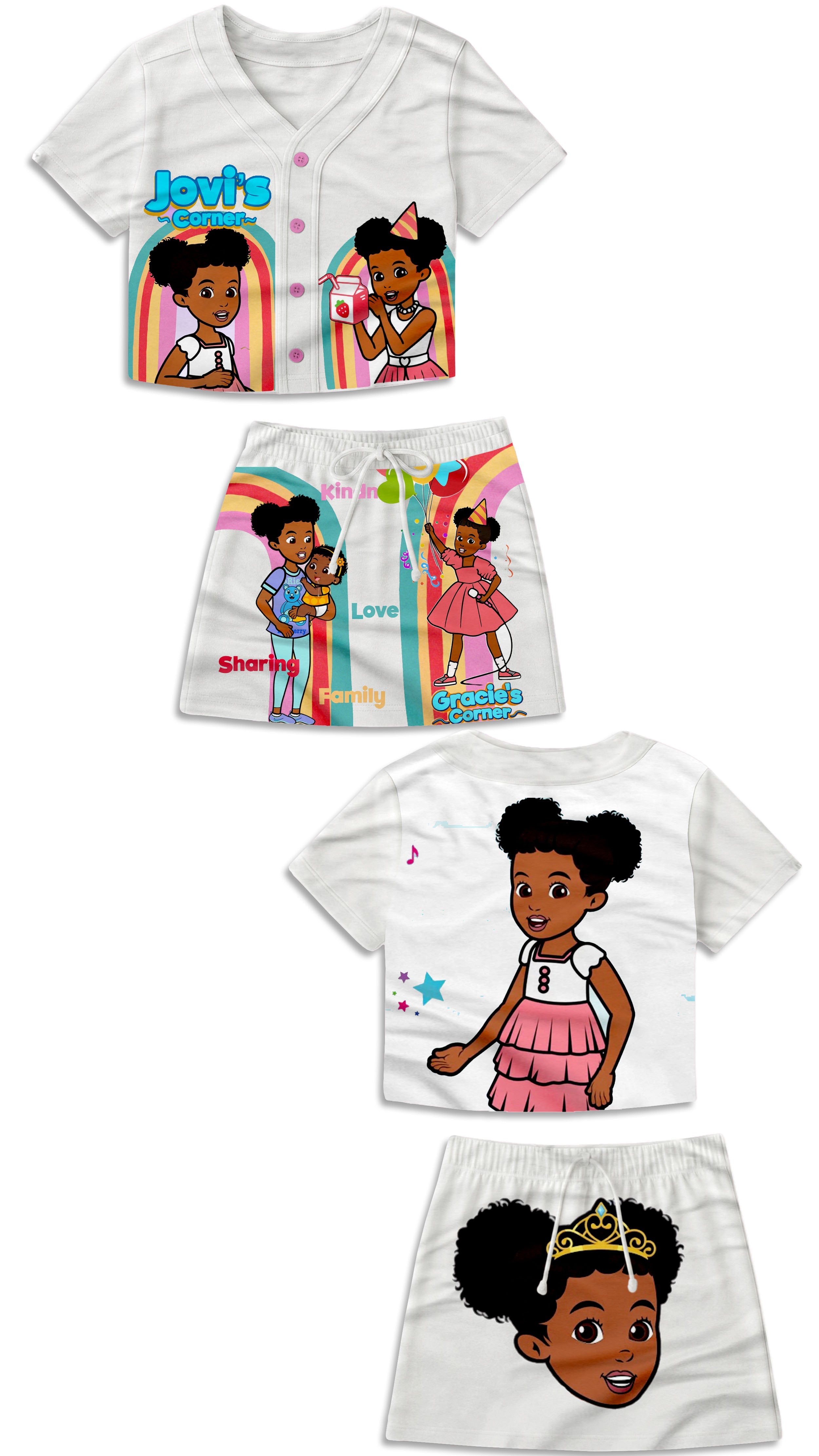 Girls Baseball Jersey And Skirt Set