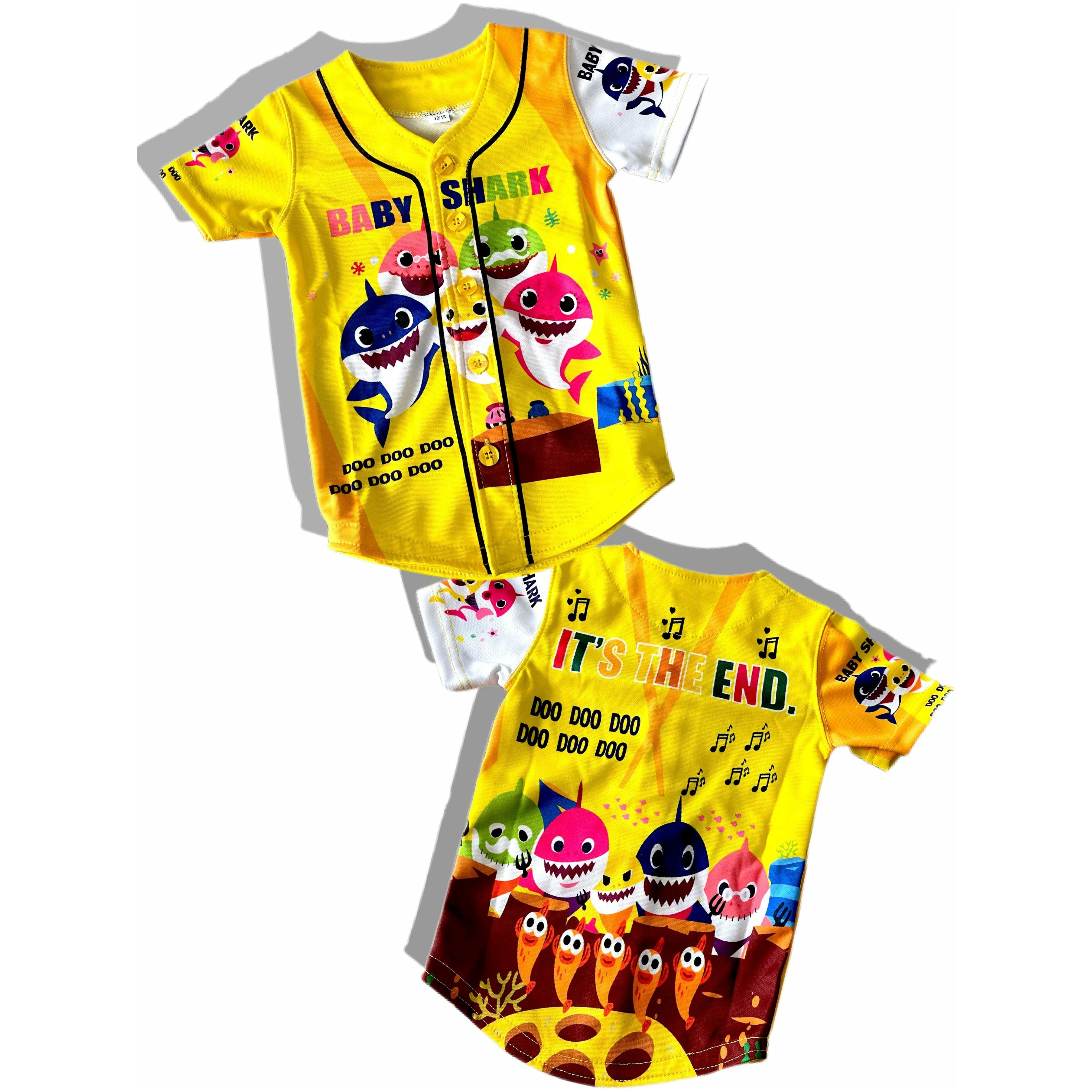Kids Yellow Baby Shark Baseball Jersey