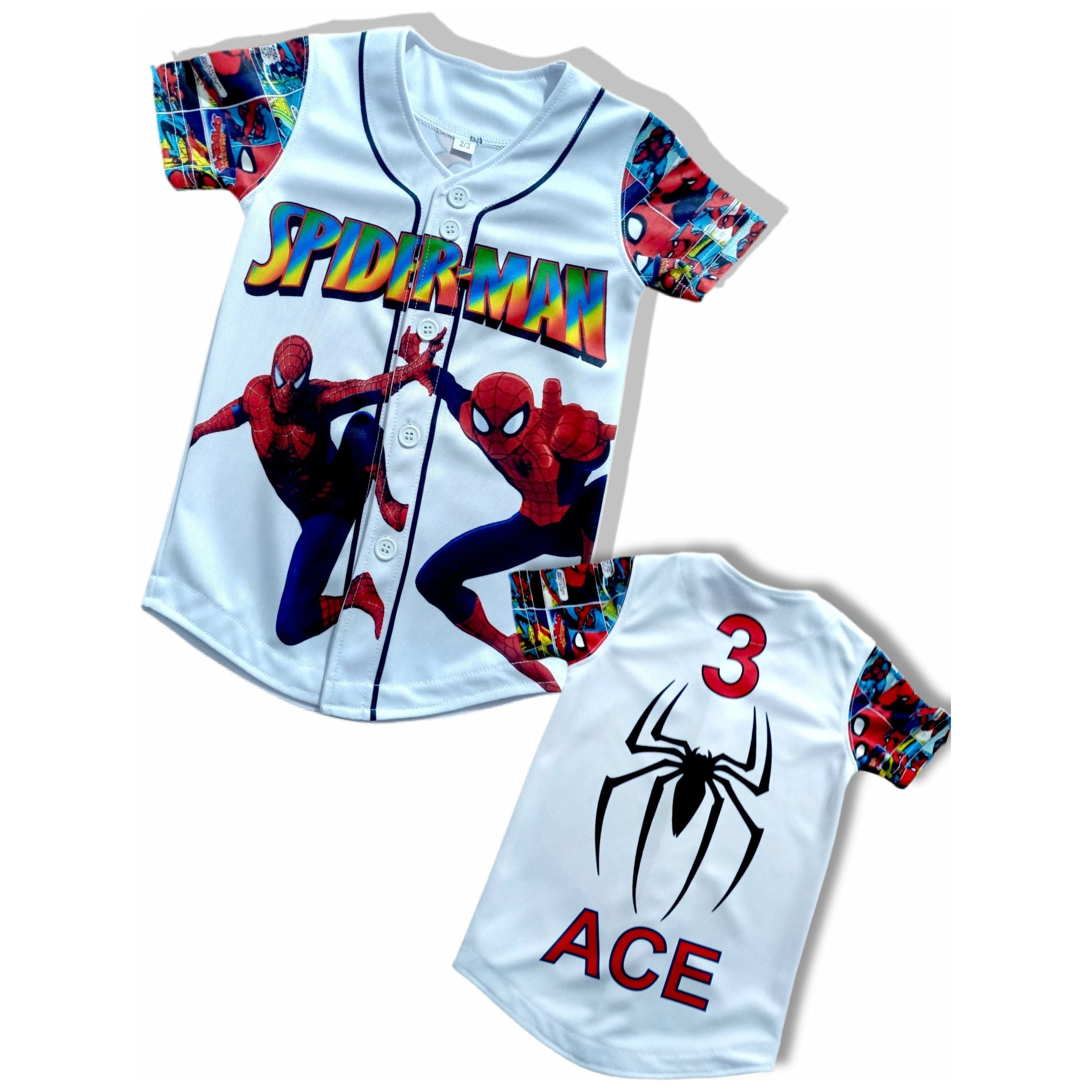 Kids Spider man Baseball jersey
