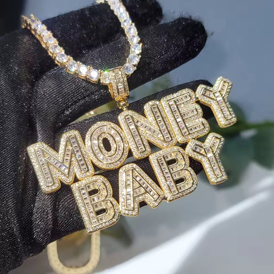 Iced Out Name Necklace – Custom Letters with Tennis Chain